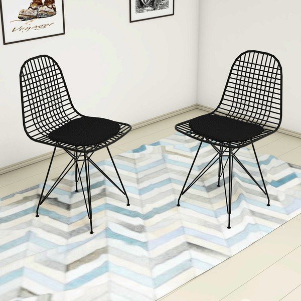 Crne metalne blagovaonske stolice u setu 2 kom Kafes – Kalune Design-image-1