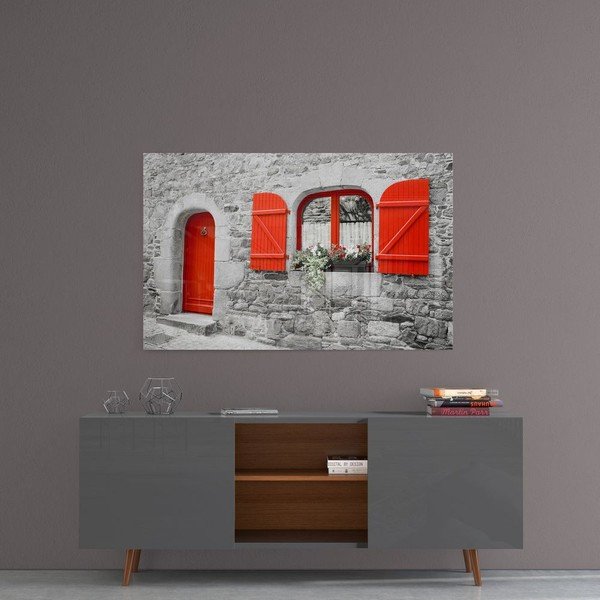 Staklena slika Insigne Red Door and Window-image-1