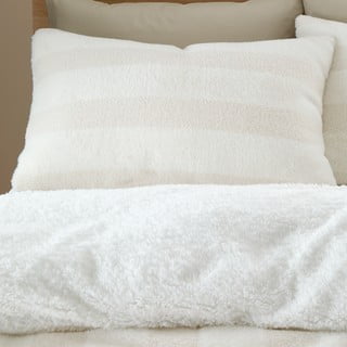 Krem posteljina za bračni krevet/za produženi krevet od mikropliša 230x220 cm Stripe Fur – Bianca