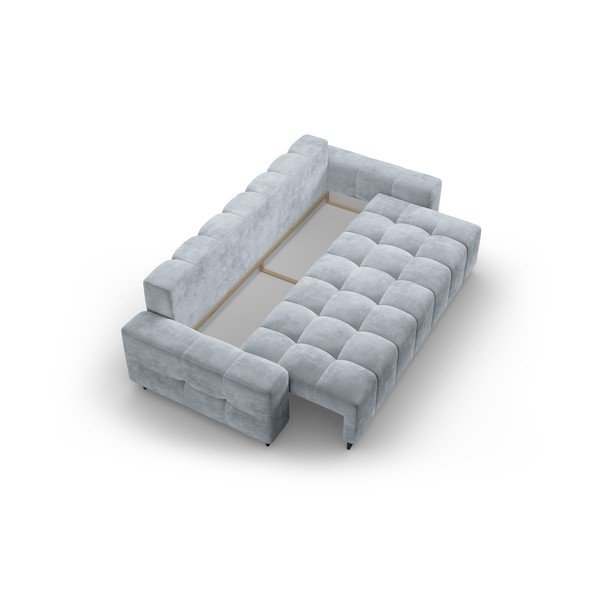 Svijetlo plava baršunasti sklopiva/s prostorom za odlaganje sofa 250 cm Wicklow – Cosmopolitan Design-image-3