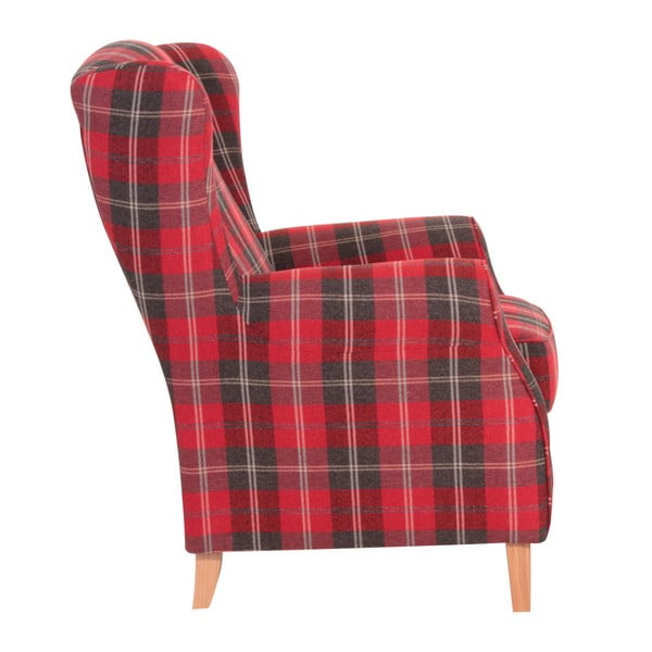 Crvena karirana fotelja Max Winzer Lorris Vintage-image-3