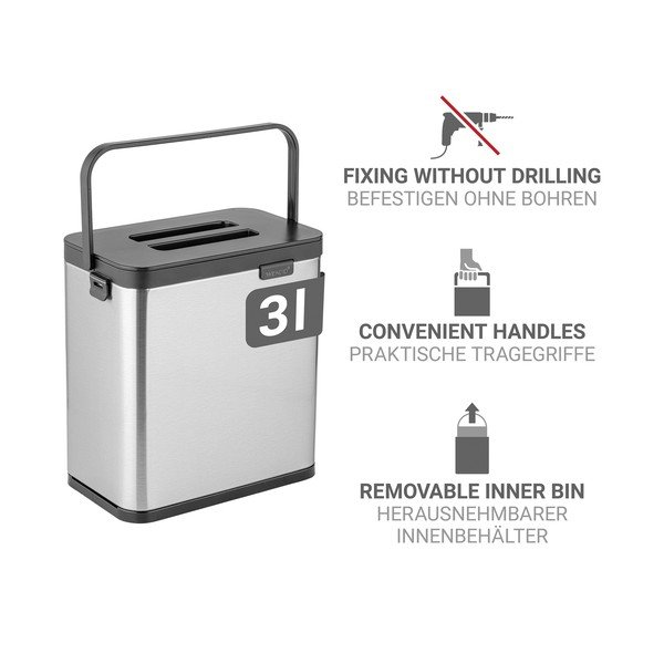 Kanta za bio otpad u mat srebrnoj boji 3 l Colin – Wenko-image-4