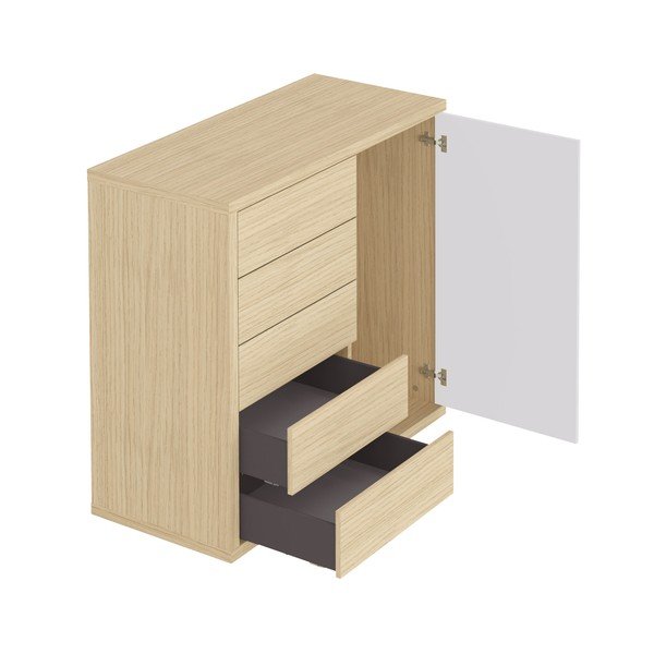 Bijeli niski ormar u dekoru hrasta 113x113 cm Hugo - TemaHome-image-3