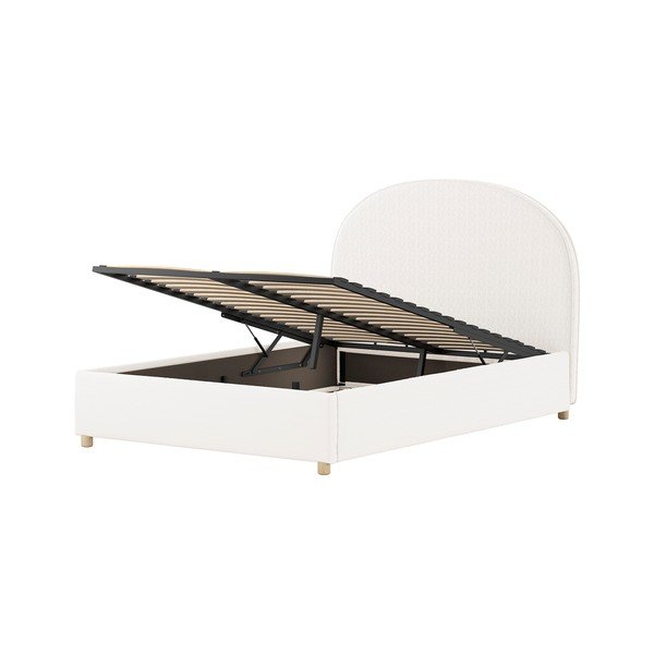 Bijeli tapecirani bračni krevet s prostorom za odlaganje s podnicom 140x200 cm Moon – Vipack-image-4