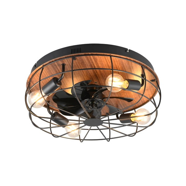 Mat crna/smeđa stropna svjetiljka s daljinskim upravljačem/s ventilatorom Trondheim – Trio-image-4