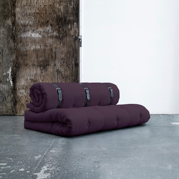 Promjenjivi kauč s bijelim prošivenim kožnim remenima Karup Buckle Up Purple