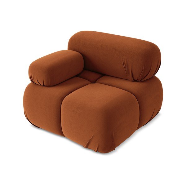 Narančasta baršunasti modularna sjedeća garnitura (s lijevim kutom) Lokua – Makamii-image-2