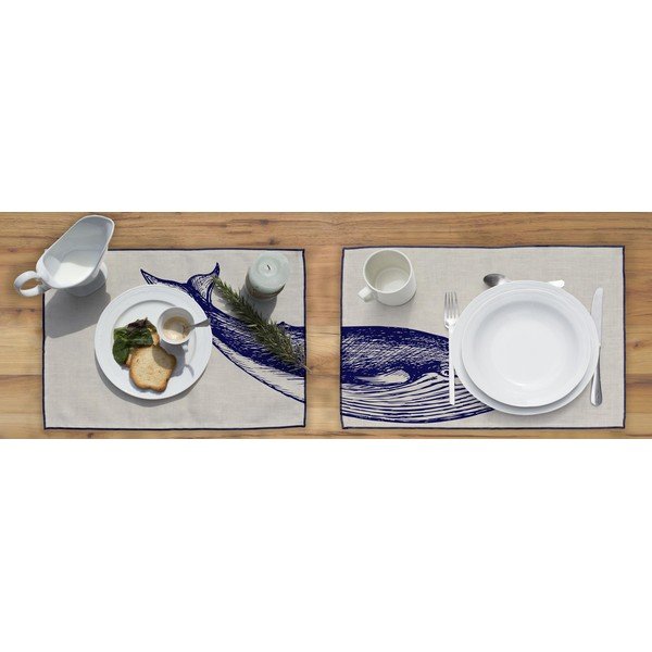 Set od 2 podmetača za stol Madre Selva Blue Whale, 45 x 30 cm-image-1