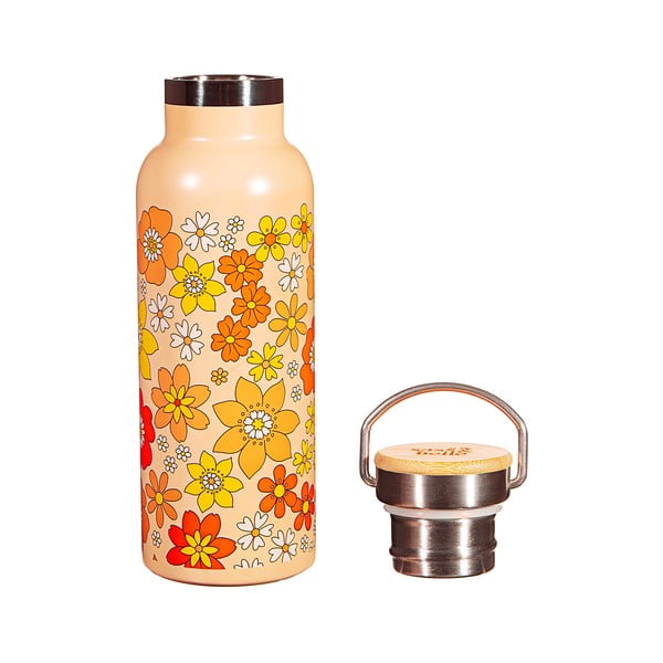 Narančasta dječja bočica od nehrđajućeg čelika 500 ml 70s Floral - Sass & Belle-image-2