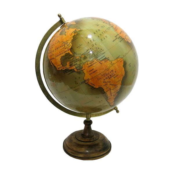 Ukrasni globus od plastike s drvenim postoljem Antic Line Globe, ø 30 cm