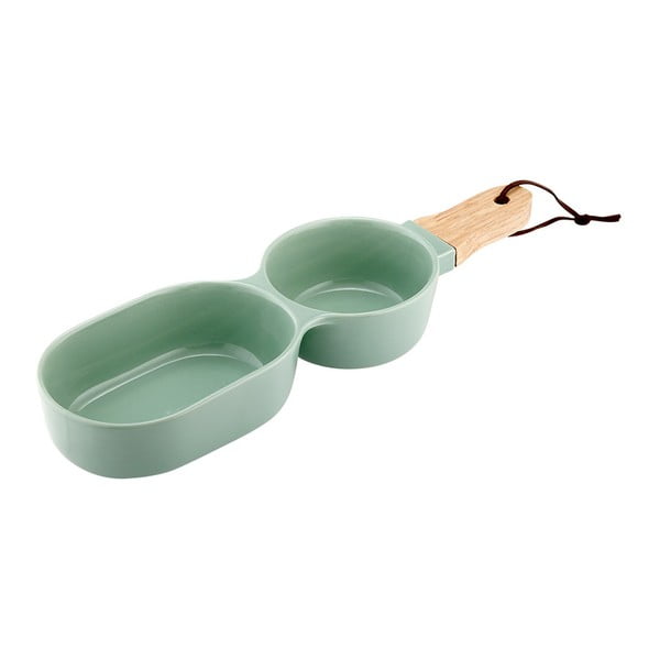 Zelena dvostruka zdjela za posluživanje s detaljima od bambusa Ladelle Classic