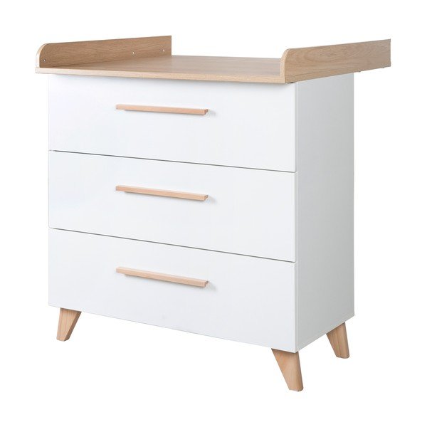 Bijela dječja komoda u dekoru hrasta s promjenjivim stolom 88,5x99x76 cm Léon – Roba