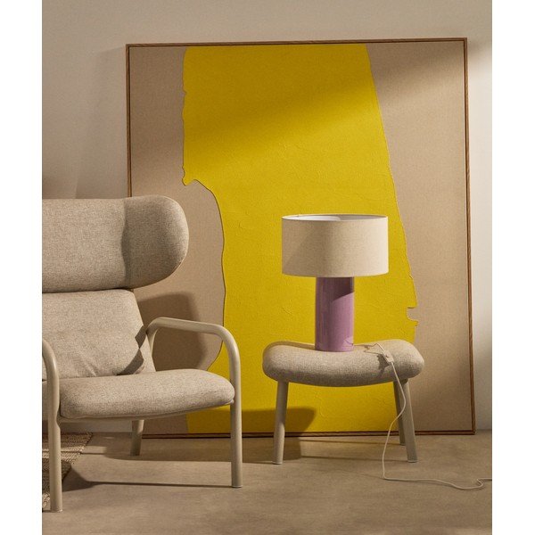 Ljubičasta/bež stolna lampa s tekstilnim sjenilom (visina 52 cm) Toneric – Kave Home-image-1