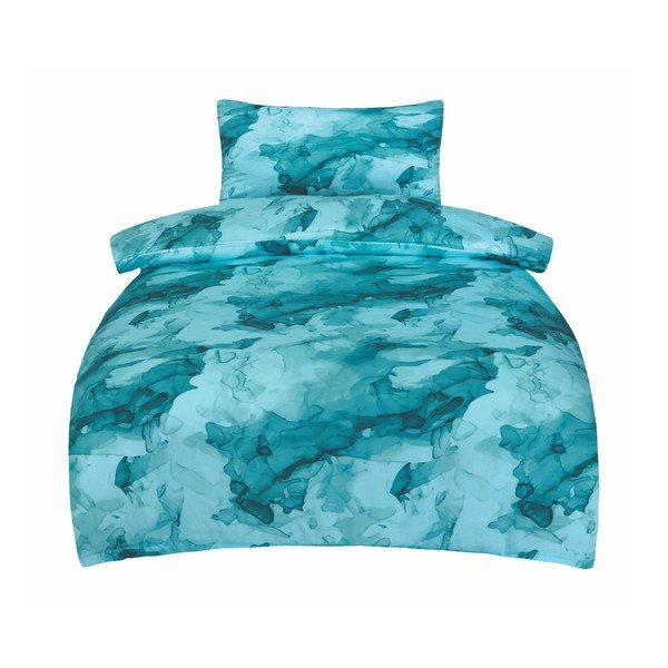 Tirkizna posteljina za krevet za jednu osobu od pamučnog satena 140x200 cm Deluxe Minerals – My House