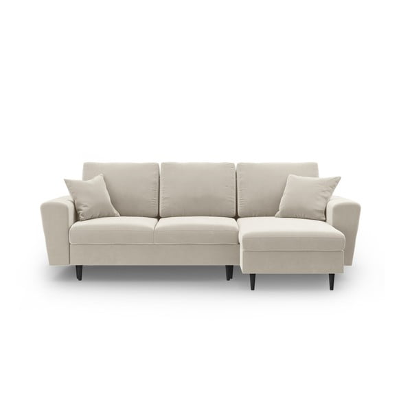 Bež baršunasti sklopiva/s prostorom za odlaganje kutna garnitura Kyoto – Cosmopolitan Design