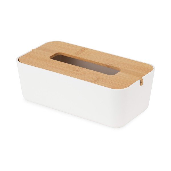 Bijela kutija za maramice s poklopcem od bambusa Compactor Basic-image-2
