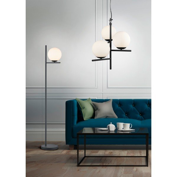 Mat crna viseća svjetiljka sa staklenim sjenilom ø 40 cm Pure – Trio-image-4