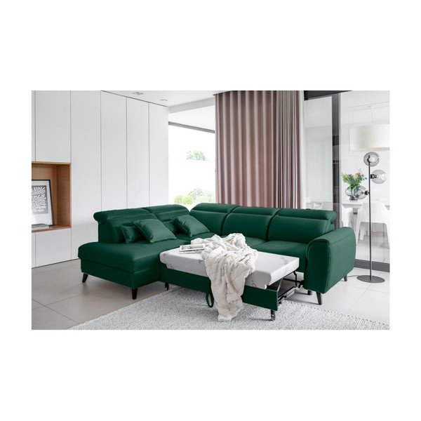 Zelena baršunasti sklopiva/s prostorom za odlaganje kutna garnitura (s lijevim kutom/u obliku slova L) Noble – ELTAP-image-4