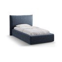 Tamno plavi tapecirani krevet s prostorom za odlaganje s podnicom 90x200 cm Kaelle – Micadoni 