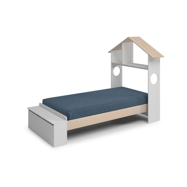 Bijeli/u prirodnoj boji dječji krevet u dekoru bora u obliku kućice s prostorom za pohranu 90x190 cm Odessa – Marckeric-image-2