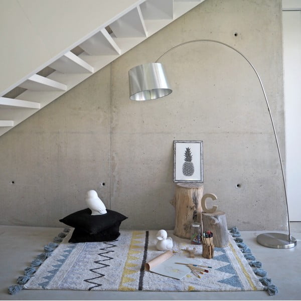 Krem periv/ručno rađen pamučan dječji tepih 140x200 cm Azteca Vintage Blue – Lorena Canals-image-1