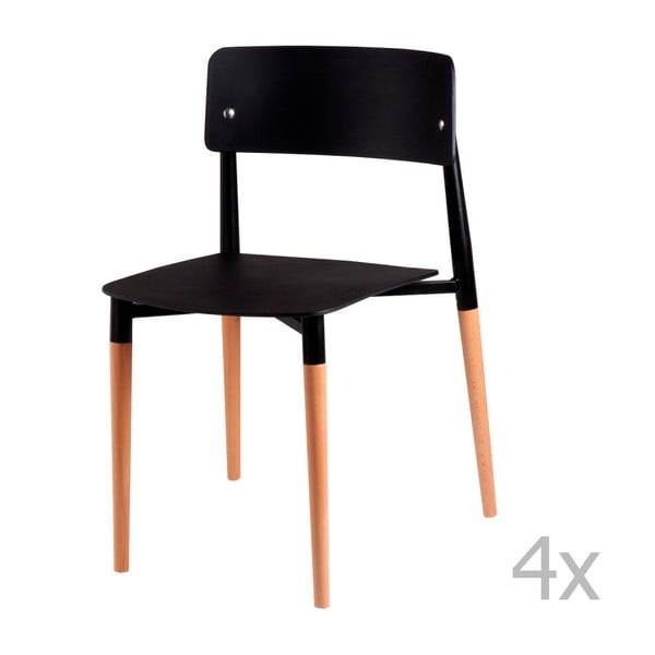 Set od 4 crne blagovaonske stolice s drvenim nogama sømcasa Claire