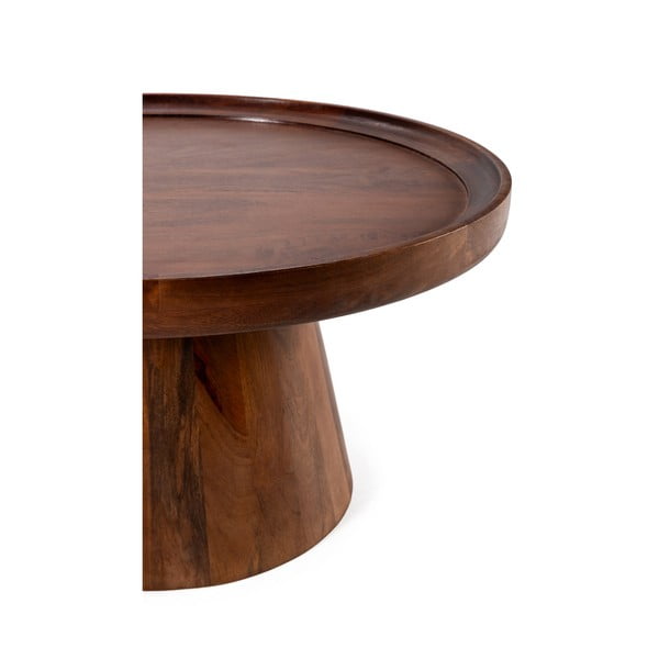 Tamno smeđi okrugao stolić za kavu od masivnog manga ø 80 cm Rose – MOME-image-3