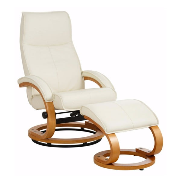 Støraa Rika krem kožna stolica i stolica za noge