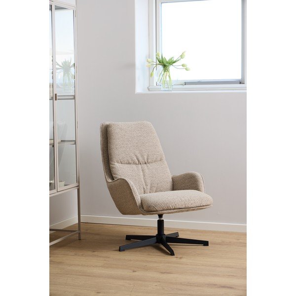 Bež okretna fotelja od bouclé tkanine Bosley – Actona-image-1