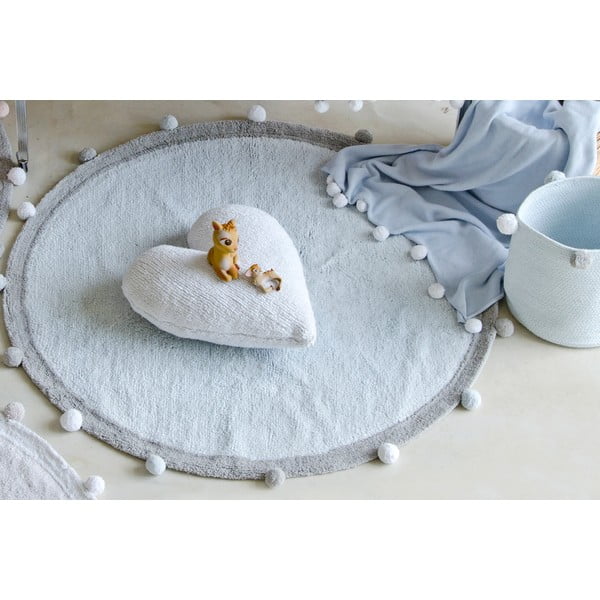 Svijetlo plavi periv/ručno rađen pamučan dječji tepih ø120 cm Bubbly – Lorena Canals-image-1