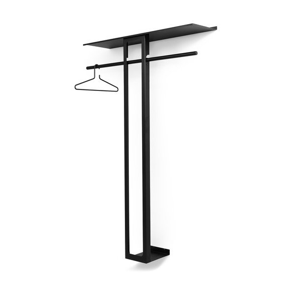 Crna željezna zidna vješalica s policom 100 cm Luno Large – Spinder Design-image-3