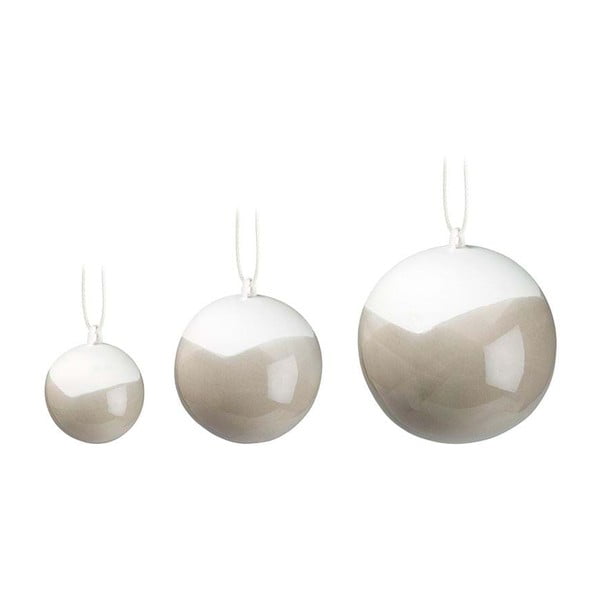 Set od 3 sive božićne dekoracije za drvce od koštanog porculana Kähler Design Nobili