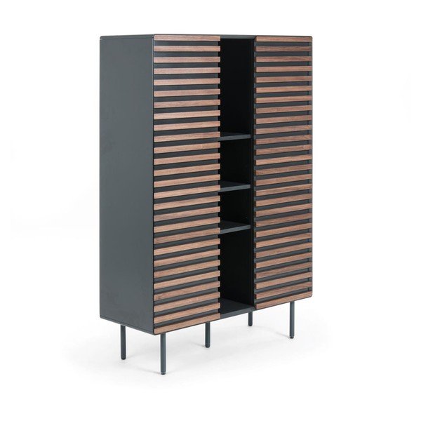 Crni/u prirodnoj boji ormarić u dekoru oraha 105x155x40 cm Kesia – Kave Home-image-2