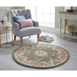 Zeleni vuneni tepih Flair Rugs Aubusson, ⌀ 120 cm