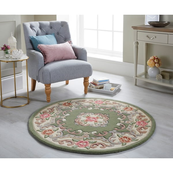 Zeleni vuneni tepih Flair Rugs Aubusson, ⌀ 120 cm-image-1