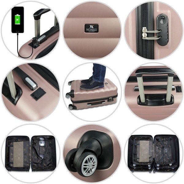Žuti putni kovčeg na kotačima s USB priključkom My Valice COLORS RESSNO Pilot Suitcase-image-3