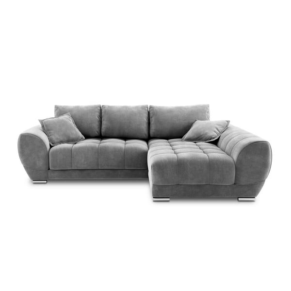 Sivi baršunasti kauč na razvlačenje Windsor & Co Sofas Nuage, desni kut