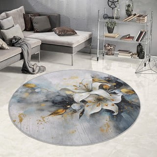 Plavi/sivi perivi okrugao tepih ø 150 cm Golden Lilly – Mila Home
