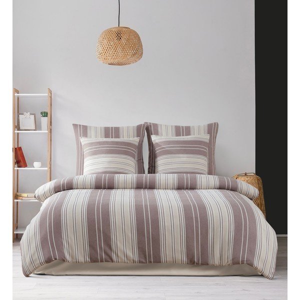 Smeđa/bež posteljina za bračni krevet 200x200 cm Lima – Mijolnir