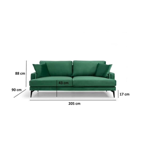 Zelena sofa 205 cm Papira – Balcab Home-image-3