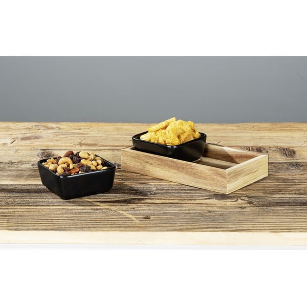 Crne keramičke zdjele za posluživanje u setu od 2 s pladnjem Elo - Wenko-image-4