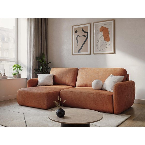 Zelena sklopiva/s prostorom za pohranu kutna garnitura od šenila (s lijevim kutom/s ležaljkom) Lilo – Makamii-image-1