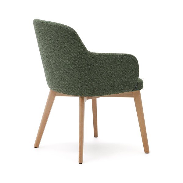 Tamno zelena podstavljena blagovaonska stolica s naslonima za ruke Nelida – Kave Home-image-4