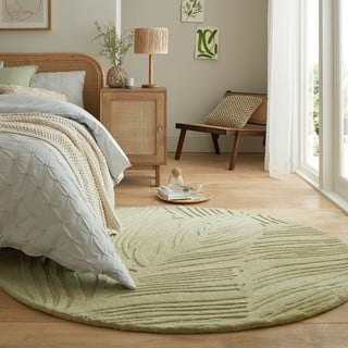 Zeleni vuneni okrugli tepih ø 160 cm Lino Leaf - Flair Rugs