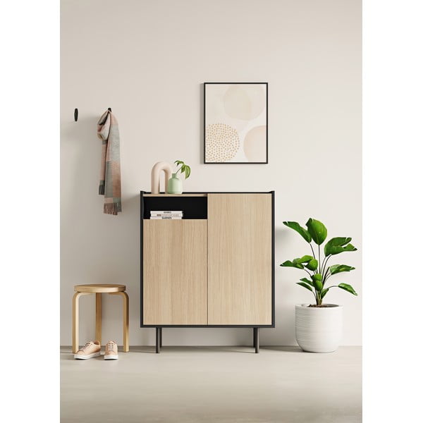 Crni/u prirodnoj boji ormarić za cipele u dekoru hrasta Sienna – TemaHome-image-1