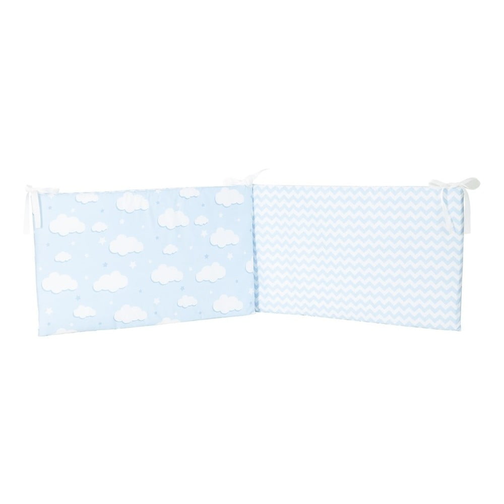 Plavi zaštitni pamučni jastuk za ogradicu za dječji krevet Mike & Co. NEW YORK Carino, 40 x 210 cm