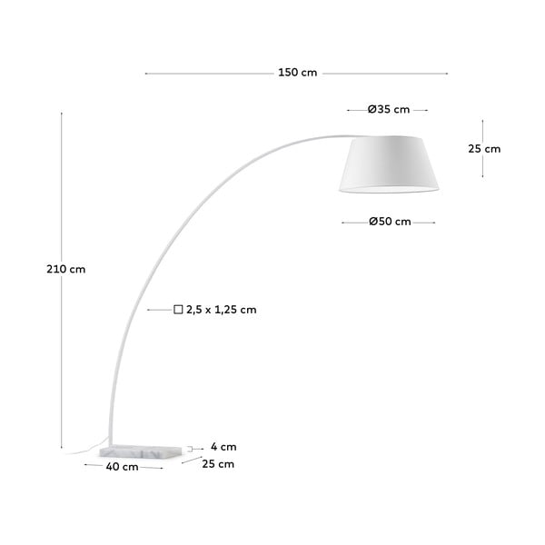 Bijela stojeća svjetiljka s tekstilnim sjenilom (visina 210 cm) Juhe – Kave Home-image-4