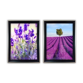 Set od 2 staklene slike Vavien Artwork Lavender, 35 x 45 cm