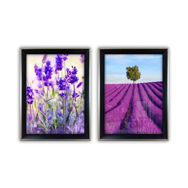 Set od 2 staklene slike Vavien Artwork Lavender, 35 x 45 cm