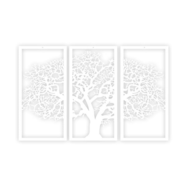 Bijela 3-dijelna zidna slika Solid Tree